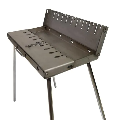 GOROCH Mangal Grill Schaschlik Holzkohlegrill – Faltbarer BBQ Koffer-Grill - Holzpelletgrills – Tragbarer Grill aus robustem 3 mm Stahl, ideal für Camping, Garten und Picknick mit Platz für 10 Spieße.