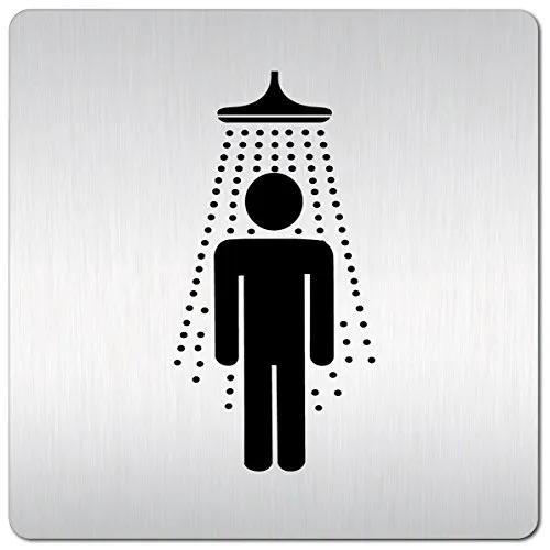 Türschilder24 XXL Schild - Türschild (B) • 125 x 125 mm • Dusche • 1,5 mm Aluminium Vollmaterial • 100% Made in Germany (Dusche Herren)