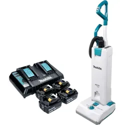 Makita DVC 560 PT4 Akku Staubsauger 36 V mit 4x 5,0 Ah Akkus und Ladegerät - Vielseitiger kabelloser Akku Staubsauger für gründliche Reinigung – integriert mit Bürste und LED-Licht, ideal für schwer zugängliche Stellen und flexible Handhabung.