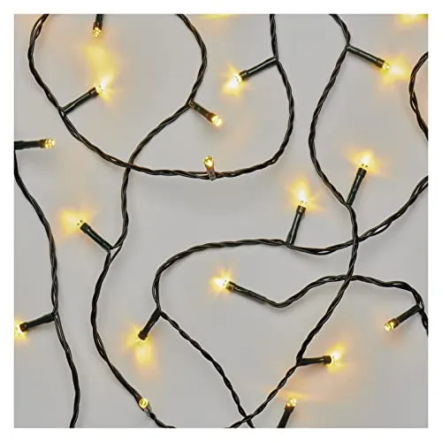 EMOS Warmweiße LED-Lichterkette 2,8 Meter,Schwarzer Draht mit 40 LEDs,6/18 h Timer-Funktion,Batteriebetrieben (3x AA),Leuchtdauer 10.000,IP44 für Innen und Außen, D4FW01, Warmweiß