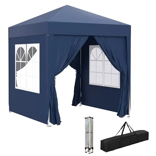 Outsunny Pavillon 2x2m - Wasserdichter Faltpavillon mit 4 Seitenwänden - Pavillons für vielseitige Outdoor-Veranstaltungen: Robuster, wasserabweisender Pavillon mit UV-Schutz, Abflusslöchern und Tragetasche für einfachen Transport.