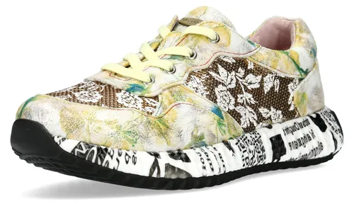 LAURA VITA Damen Sneaker hellgelb multi – Sportlich & Bunt in Größe 38 EU - Bequeme Damen Sneaker mit mehrfarbigem Design, ideal für den Alltag. Aus hochwertigem Leder und Textil gefertigt, mit herausnehmbarer Innensohle für individuellen Komfort.