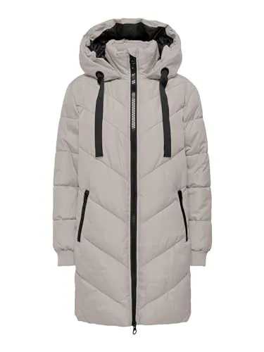 JDY Steppjacke in Beige - Größe S, Damenjacke mit Kapuze und Reißverschlusstaschen, ideal für kühle Tage