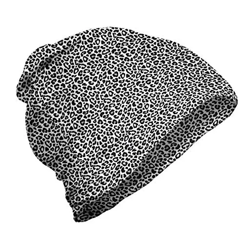 ABAKUHAUS Geometrisch Unisex Beanie, Leopard Jaguar Haut wie, Wandern im Freien, Weiß Grau