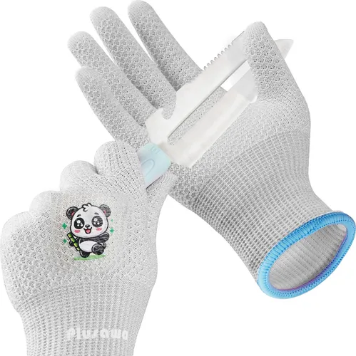 Plusawa 2 Paar Kinder Gartenhandschuhe für 3-12 Jahre, Eco-Latex-beschichtete Gartenhandschuhe, Atmungsaktive rutschfeste Kinder-Schnittschutzhandschuhe für Mädchen und Jungen - S