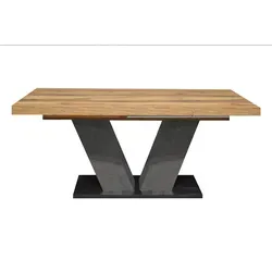 Esstisch - Plankeneiche - graphit - ausziehbar - 160 cm - Tische & Stehtische, stabiler Esszimmertisch mit ausziehbarer Tischplatte bis 260 cm, ideal für gesellige Runden und Familienfeiern.