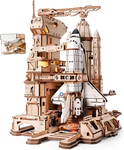 ROKR 3D Puzzle Holz Space Shuttle - Kreatives Steckbaustein-Puzzle für Weltraumfans ab 14 Jahren. Mit 446 Teilen aus hochwertigem Holz, ideal für anspruchsvolles Bauen und stundenlangen Spaß.