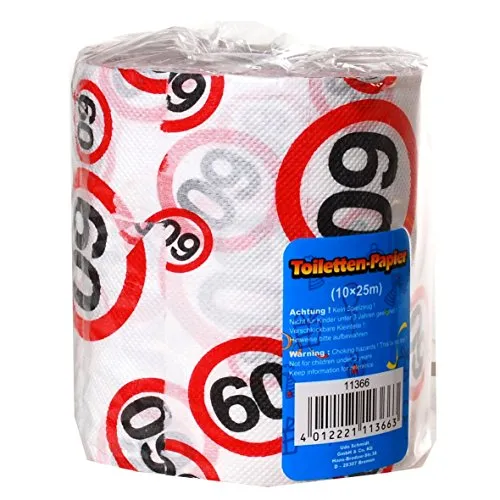 Rolle Toilettenpapier 10cm breit 25 Meter lang zum 60 Geburstag 1