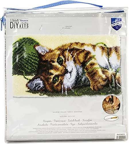 Vervaco Knüpfpackung für Knüpfteppich - Stickgarn-Kit mit bedrucktem Stramin und 100% Baumwollgarn. Inklusive Anleitung in 5 Sprachen, ideal für kreative Kinder ab 7 Jahren unter Aufsicht.