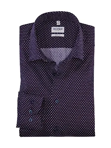 OLYMP Herren Businesshemd Langarm Level Five,Digitaldruck auf Uni,Body fit,New York Kent-2,rot 35,42