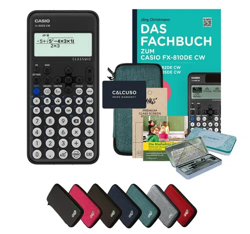 CALCUSO Streberpaket Türkis mit Casio FX-82DE CW - Taschen- & Tischrechner: Inklusive hochwertigem Casio FX-82DE CW, perfekt für Schüler und Studenten zur einfachen Berechnung.