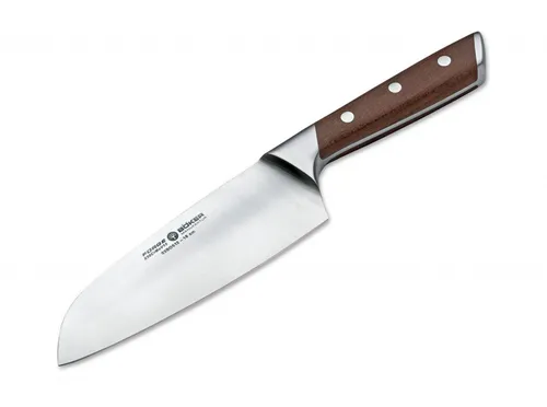 Böker 03BO512 Forge Wood Santoku Kochmesser - Kochmesser aus Chrom-Molybdän-Vanadium Edelstahl, ideal ausbalanciert mit ergonomischem Ahornholzgriff, perfekt für Fleisch, Fisch und Gemüse.