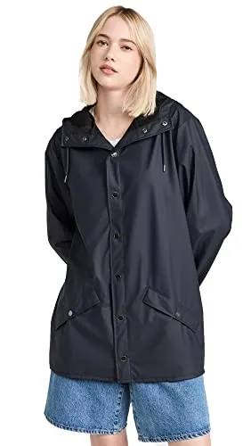Rains Jacket W3 - Blau XL - Funktionale Regenjacke in klassischem Design, wind- und wasserdicht mit Kapuze – ideal für den Alltag. Hochwertiges PU-beschichtetes Polyester für besten Schutz.