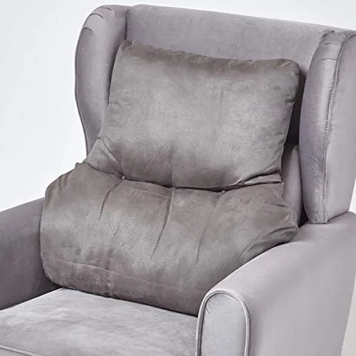 Homescapes Sessel-Rückenkissen grau 68x58 cm - Bequemes Lendenkissen mit 15 cm dicker Polsterung und strapazierfähigem Velours-Bezug. Ideal für Sofa, Sessel oder Büro, unterstützt die Wirbelsäule für eine optimale Sitzhaltung.