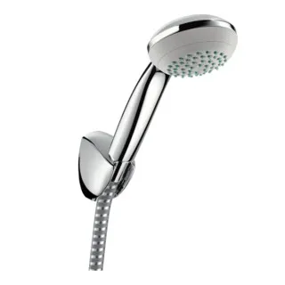 Hansgrohe Brausenset Crometta 85 1jet - Porter C Chrom mit 1600mm Schlauch - Duschköpfe & -brausen mit QuickClean für mühelose Kalkentfernung. Genießen Sie einen kraftvollen Normalstrahl und eine Handbrause mit 85 mm Durchmesser für ein erfrischendes Duscherlebnis.