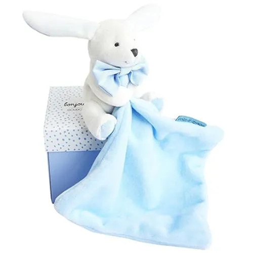 Doudou et Compagnie DC3338 Plüsch-Hase mit Taschentuch, Himmelblau, 1 Unité (Lot de 1)