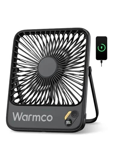 Warmco D3 Akku Ventilator 10000mAh – Leiser Tischventilator für unterwegs