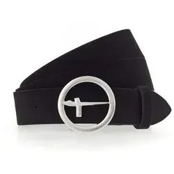 Tamaris Ledergürtel Essential Classics – Samtiger Veloursgürtel für Damen - Gürtel aus hochwertigem Rindleder mit velourisierter Oberfläche (30 mm breit) und mattsilberner Dornschließe. Vielseitig tragbar in Taillen- oder Hüfthöhe, ideal für einen femininen Look.