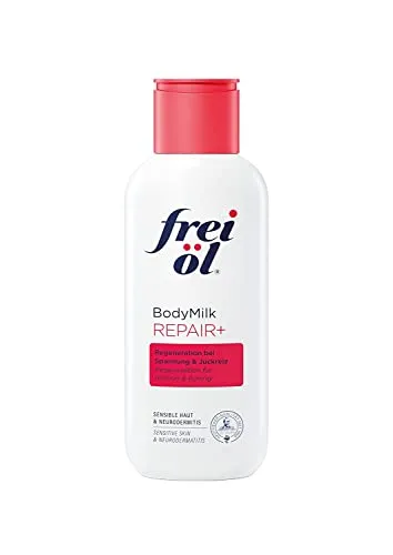 frei öl BODYCONCEPT BodyMilk REPAIR+, Regeneration bei Spannung & Juckreiz, versorgt gestresste und angegriffene Haut mit viel Feuchtigkeit, Hautpflege, vegan, 250 ml