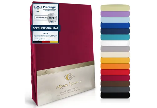 MOON Heimtextilien Spannbettlaken MOON-Luxury Spannbettlaken Jersey Stretch 230g/m², 97% Mako-Baumwolle 3% Elastan
