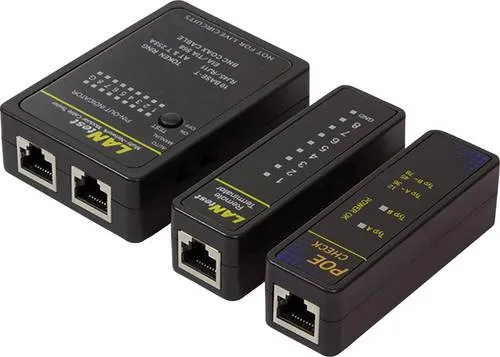 LogiLink Kabeltester WZ0015P - Vielseitiger Kabeltester für RJ11, RJ12, RJ45, BNC und PoE. Ideal zur Prüfung von Netzwerk- und Telefonleitungen, einschließlich PoE-Spannungsversorgung. Einfache Bedienung mit LED-Anzeige.