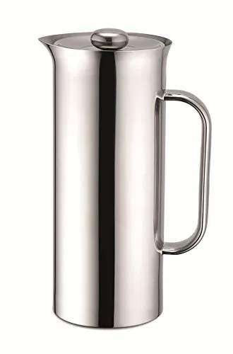 Weis 18110 Pressfilterkanne - doppelwandig vakuumisoliert, 0,7 l aus Edelstahl - Thermobehälter mit doppelwandiger Vakuumisolierung, hält Getränke bis zu 8 Stunden warm, aus hochwertigem Edelstahl, ideal für Zuhause oder unterwegs.