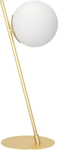 EGLO Tischleuchte RONDO 4 - Elegante Nachttischlampe in Messing-Opal - Lampen - Stilvolle Tischleuchte mit E27 Fassung, ideal für gemütliche Beleuchtung im Schlafzimmer, ohne Leuchtmittel, teilmontiert geliefert.