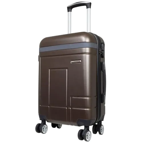 Trendyshop365 Handgepäck klein Hartschale Genf 55cm 40 Liter 4 Rollen (braun)