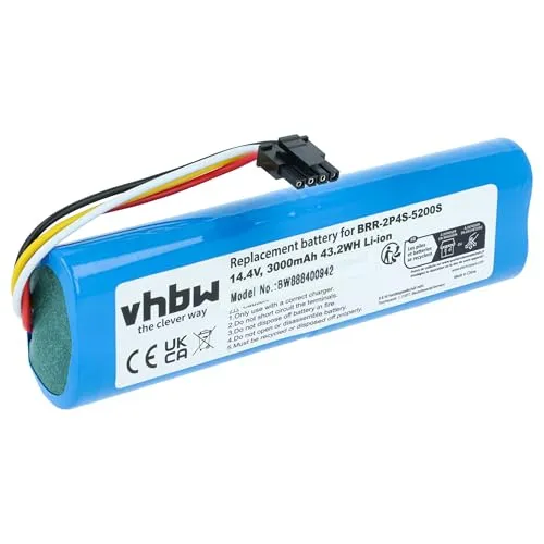 vhbw Akku kompatibel mit Dreame D9, D10 Plus, D10s, D10, Bot L10 Ultra Saugroboter Blau (3000 mAh, 14,4 V, Li-Ion, ohne Gehäuse)