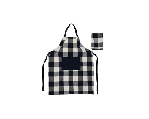Apron With Pocket Dkd Home Decor - Praktische Schürze mit Taschen, ideal für Küche und Grill, aus hochwertiger Baumwolle in Blau und Weiß, 70 x 85 cm, perfekt für kreative Köche.