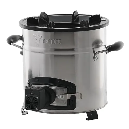 BBQ-Toro Raketenofen RAKETE #3 | Edelstahl Rocket Stove für Dutch Oven - Dutch Oven – Rauchfreie Flamme ohne Funkenflug, ideal für effizientes Kochen im Freien und vielseitig einsetzbar mit USB Gebläse zur Luftzufuhr.