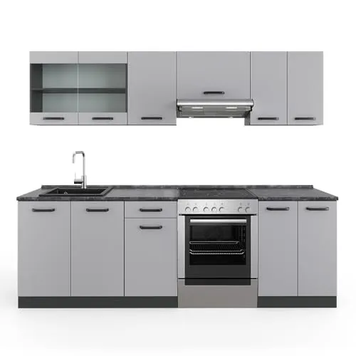 Vicco Küchenzeile R-Line, Grau/Anthrazit, 240 cm von Vicco