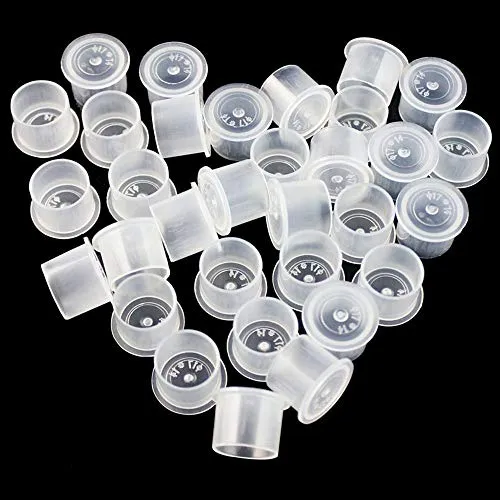 Tattoo Ink Caps Cups - SOTICA 300PCS #17 Große Tattoo Ink Cups aus Kunststoff Microblading Makeup Tattoo Pigment Ink Caps mit Base White für Tattoo Ink Tattoo Supplies