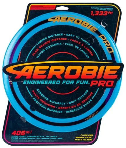 Aerobie Pro Flying Ring - 33 cm blauer Wurfring, aerodynamisches Design für präzises Werfen, ideal für Familien und Outdoor-Spiele
