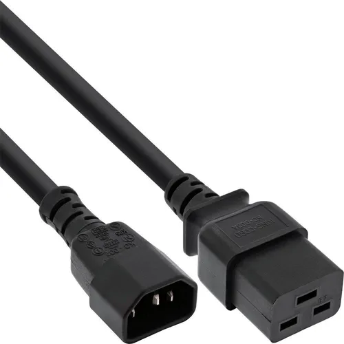 InLine Netz Adapterkabel IEC-60320 C14 auf C19 3x1,5mm² max. 10A schwarz 1m