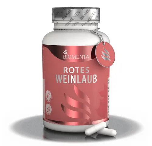 BIOMENTA Rotes Weinlaub - 120 Kapseln + Rutin, Steinklee, Kastanie, Bioflanoide Kapseln, 120 St., 98.4 g