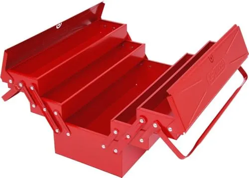 KS Tools 999.0125 Werkzeugkiste Metall - Robuste Werkzeugkiste mit 5 Fächern, 550mm, ideal für flexible Gestaltung und optimale Organisation Ihrer Werkzeuge.