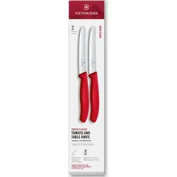 Swiss Classic, Tomaten- und Tafelmesser, 2-teilig, 11 cm, Wellenschliff, rot, Box