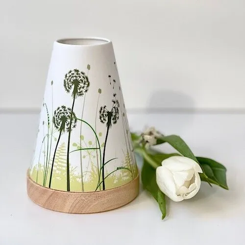 Vintage Windlicht Pusteblume grün, Teelichthalter, Porzellan, Nr. 19 - NEU