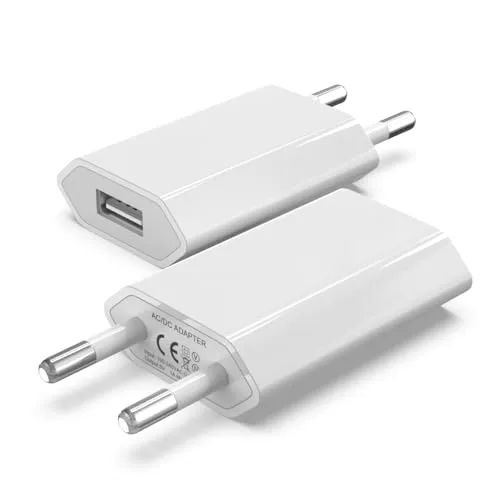Pack USB Stecker Netzteil, 5V 1A Netzstecker Ladegerät kompatibel mit i Phone XS X 8 7 6 5, Handy, Android, Smartwatch, Xiaomi, Kopfhörern, Intelligente Uhren, 5W Steckdosenadapter Ladestecker 2