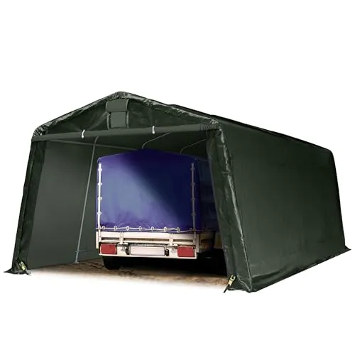 TOOLPORT Zeltgarage 3,3 x 6,2 m Premium Carport - Pavillon mit hochwertiger PE 600 N Plane, 100% wasserdicht und UV-beständig, idealer Wetterschutz für Fahrzeuge und Gartengeräte.