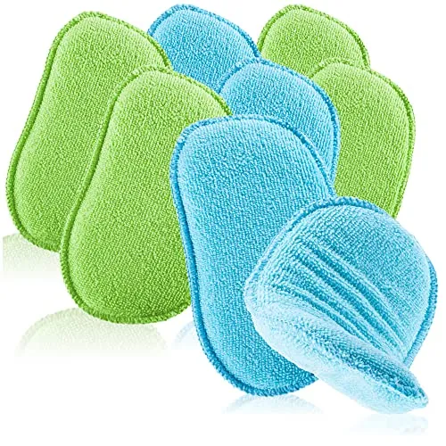 COM-FOUR® 8X Mikrofaser Autoschwamm - Top Autopflege mit saugstarkem Waschschwamm - Autowäsche mit wiederverwendbarem Polierschwamm (8 Stück - blau/grün)