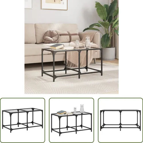 The Living Store Couchtisch mit Glasplatte 78,5x40x40 cm