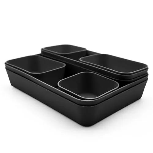BigDean Schubladen Organizer 8-teilig in Schwarz – individueller Organizer für Büro Küche & Haushalt – Schubladentrenner lebensmittelecht & BPA frei