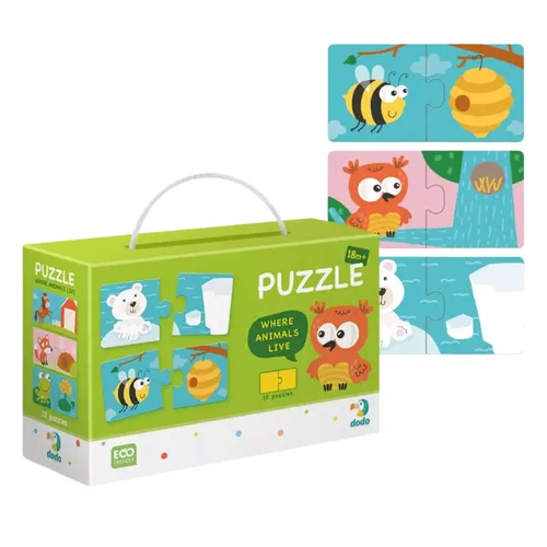 Puzzle duo 12x2 elementy. Gdzie żyją zwierzęta Dodo 4820198240189