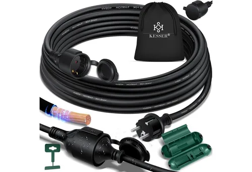 KESSER Verlängerungskabel 3500W - Wetterbeständiges Netz-Verlängerungskabel mit IP44 Schutz, ideal für Innen- und Außenbereich, extrem flexibel und öl- sowie UV-resistent – der perfekte Alltagshelfer für jede Situation!