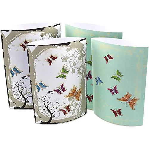 com-four® 4X LED Deko Licht, Papierlaternen mit Schmetterlingsmotiv, 20 x 13,5 cm (04 Stück - Schmetterling)