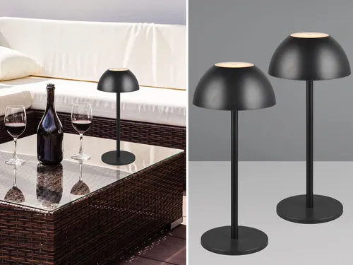 2er SET Akku LED Outdoor Touch Tischlampen Schwarz, 30cm