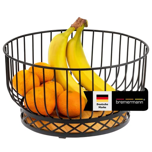 bremermann Obstkorb, Obstschale rund, Ø ca. 28,5 cm, schwarz matt, Bambusboden