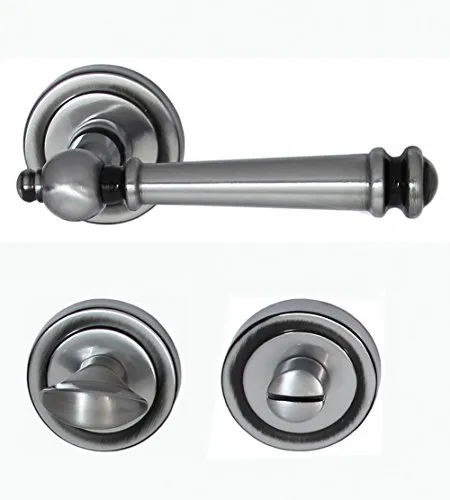 Massiv Messing Türbeschlag Kos R WC Stahlgrau Türdrücker Türklinke